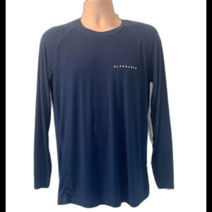Alphalete Long Sleeve T shirt Mens M Teal Blue Pump Cover Workout Athleisure Gym